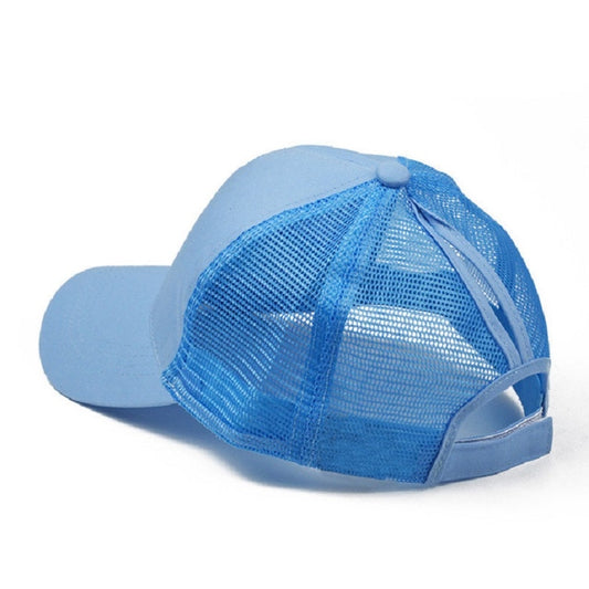 Summer Cotton Mesh Opening Ponytail Hat Sunscreen Baseball Cap, Specification:No Mark(Sky Blue) - Peaked Cap by PMC Jewellery | Online Shopping South Africa | PMC Jewellery