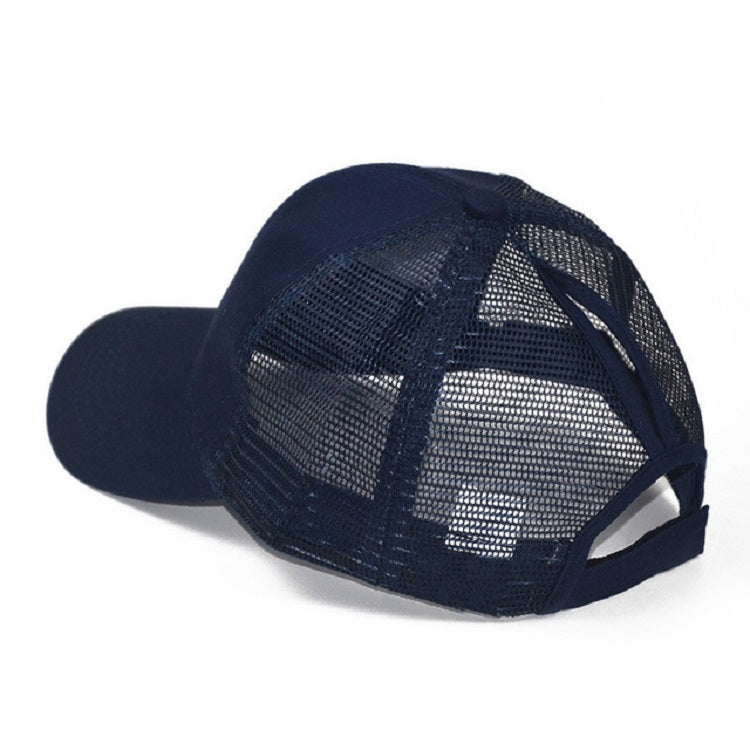 Summer Cotton Mesh Opening Ponytail Hat Sunscreen Baseball Cap, Specification:No Mark(Navy) - Peaked Cap by PMC Jewellery | Online Shopping South Africa | PMC Jewellery