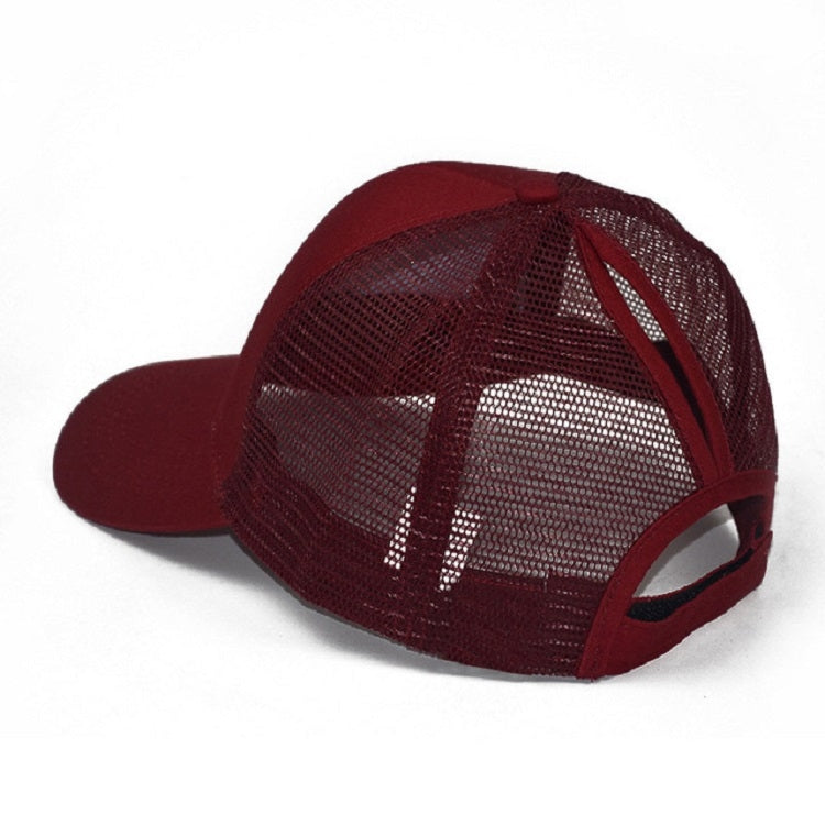 Summer Cotton Mesh Opening Ponytail Hat Sunscreen Baseball Cap, Specification:No Mark(Red Wine) - Peaked Cap by PMC Jewellery | Online Shopping South Africa | PMC Jewellery