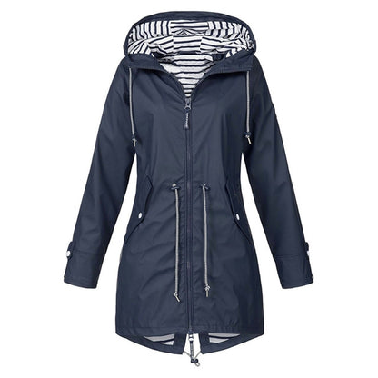 Women Waterproof Rain Jacket Hooded Raincoat, Size:XL(Navy Blue) - Hoodie by PMC Jewellery | Online Shopping South Africa | PMC Jewellery