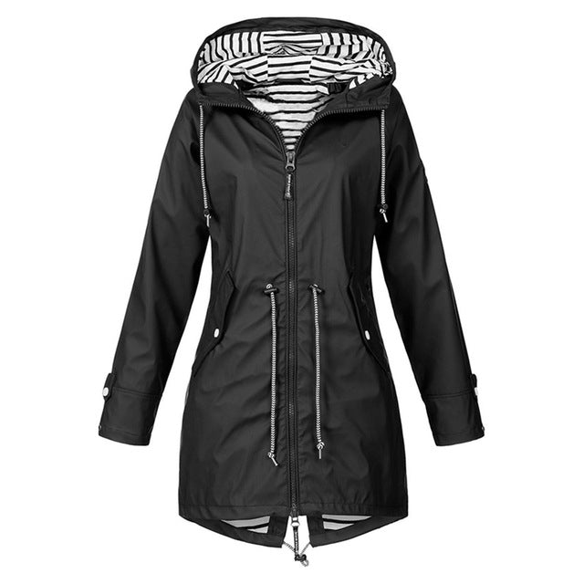 Women Waterproof Rain Jacket Hooded Raincoat, Size:XXL(Black) - Hoodie by PMC Jewellery | Online Shopping South Africa | PMC Jewellery