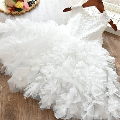 Summer Girls Sleeveless Tutu Lace Dress, Kid Size:100cm(White) - Kids Clothing by PMC Jewellery | Online Shopping South Africa | PMC Jewellery