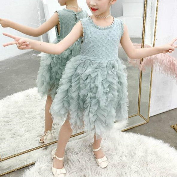 Summer Girls Sleeveless Tutu Lace Dress, Kid Size:100cm(White) - Kids Clothing by PMC Jewellery | Online Shopping South Africa | PMC Jewellery