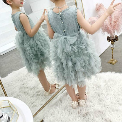 Summer Girls Sleeveless Tutu Lace Dress, Kid Size:100cm(White) - Kids Clothing by PMC Jewellery | Online Shopping South Africa | PMC Jewellery