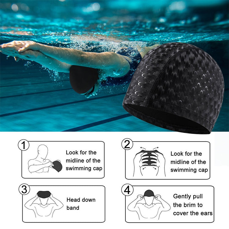 Adult Crescent PU Waterproof Comfortable Earmuff Swimming Cap(Black) - Swimming Caps by PMC Jewellery | Online Shopping South Africa | PMC Jewellery