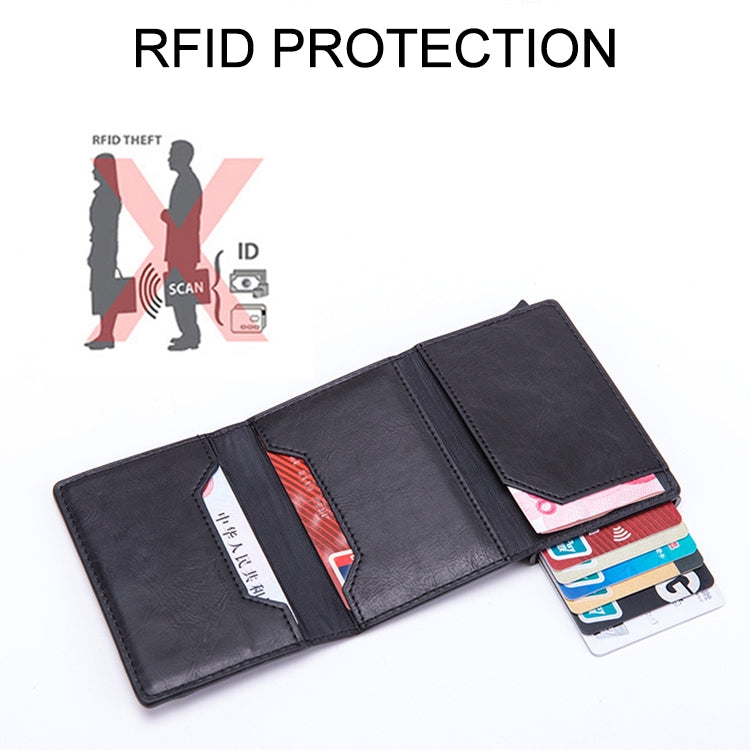 Magnetic RFID Bag Multifunctional Aluminum Automatic Pop-up Credit Card Package(Coffee) - free shipping - PMC TechLife - Order now!