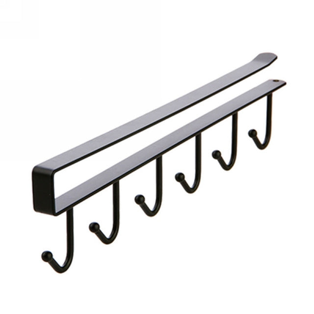 2 PCS Hooks Storage Rack Cup Towel Hanging Holder Bathroom Kitchen Cabinet Organizer(Black) - Shelf & Hooks by PMC TechLife | Online Shopping South Africa | PMC TechLife | Buy Now Pay Later Mobicred