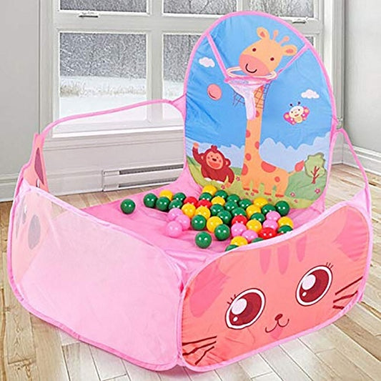 Kids Indoor Outdoor Safe Tent Children Foldable Playpens Game Cartoon Throwing Basketball Pool For Kids(Pink) - Toy Sports by PMC Jewellery | Online Shopping South Africa | PMC Jewellery