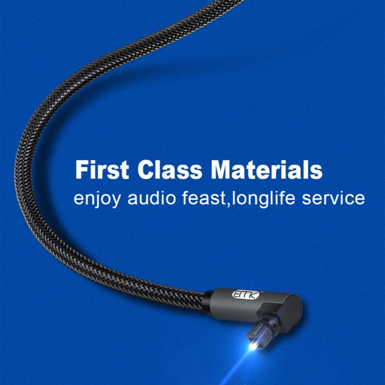 EMK 90 Degree Swivel Adjustable Right Angled 360 Degrees Rotatable Plug Nylon Woven Mesh Optical Audio Cable, Cable Length:3m(Black) - free shipping - PMC TechLife - Order now!