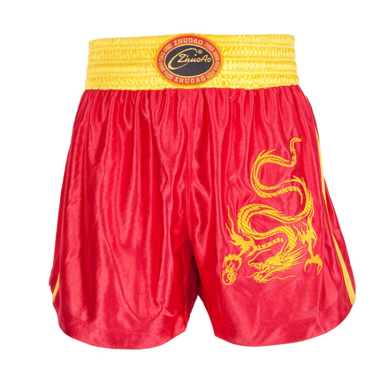 ZhuoAo Muay Thai/Boxing/Sanshou/Fighting Shorts for Men and Women, Size:XL(Embroidered Dragon Red) - Sportswear by ZhuoAo | Online Shopping South Africa | PMC Jewellery