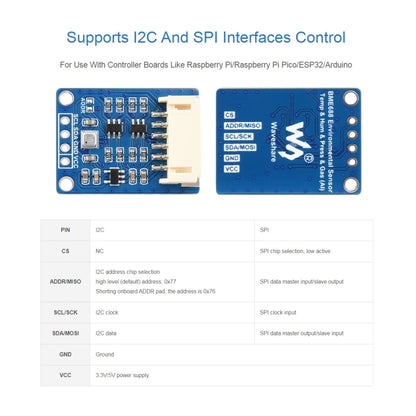 Waveshare BME680  Environmental Sensor Supports Temperature / Humidity / Barometric Pressure / Gas Detection - Sensor Module by Waveshare | Online Shopping South Africa | PMC Jewellery | Buy Now Pay Later Mobicred