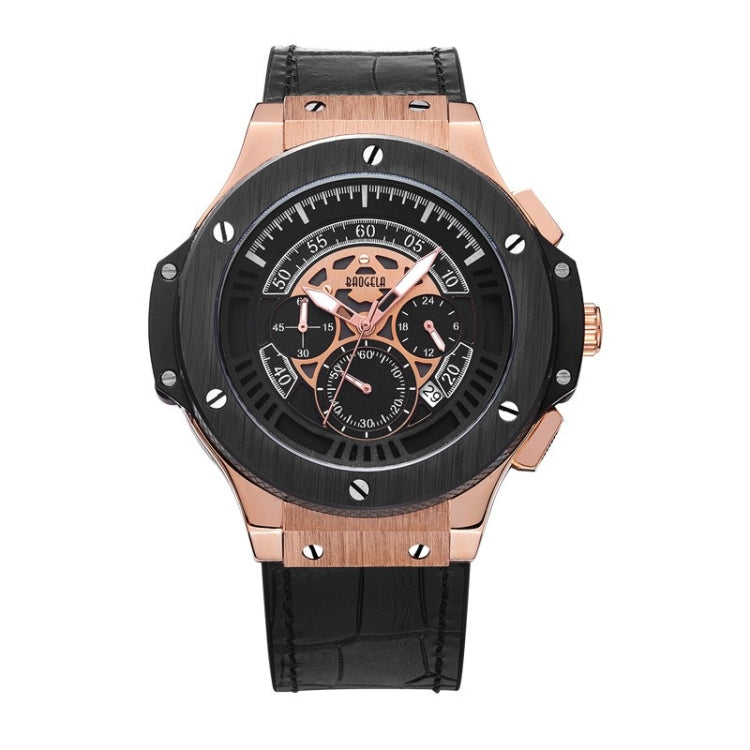 BAOGELA 1910 Multifunction Watch Outdoor Sports Calendar Quartz Mens Watch(Rose Gold Shell) - Sport Watches by BAOGELA | Online Shopping South Africa | PMC Jewellery | Buy Now Pay Later Mobicred