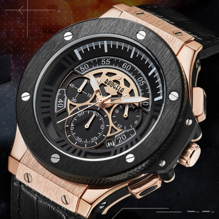 BAOGELA 1910 Multifunction Watch Outdoor Sports Calendar Quartz Mens Watch(Rose Gold Shell) - Sport Watches by BAOGELA | Online Shopping South Africa | PMC Jewellery | Buy Now Pay Later Mobicred