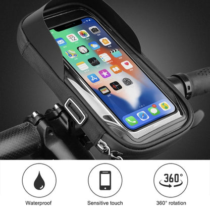 Mountain Bike Card Holder Touch Screen Mobile Phone Holder Motorcycle Electric Vehicle Waterproof Navigation Bracket Shade Mobile Phone Holder, Style:Handlebars(Black) - Bicycle Bags by PMC Jewellery | Online Shopping South Africa | PMC Jewellery