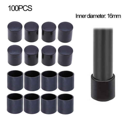 100 PCS Plastic Chair Feet Protectors Black Anti-skid Furniture Legs Table Base Cap Floor Protector Cover, Size:16mm - Crash Pads by PMC Jewellery | Online Shopping South Africa | PMC Jewellery | Buy Now Pay Later Mobicred