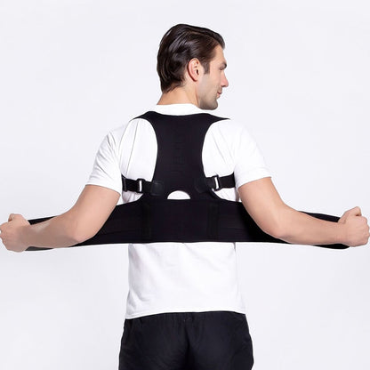 Male Female Adjustable Magnetic Posture Corrector Corset Back Men Brace Back Shoulder Belt Lumbar Support Straight, Size:M (Black) - Corrector by PMC Jewellery | Online Shopping South Africa | PMC Jewellery