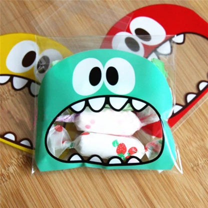 100 PCS Cute Big Teech Mouth Monster Plastic Bag Wedding Birthday Cookie Candy Gift OPP Packaging Bags, Gift Bag Size:10x10cm(Green) - Gift Bags & Wrapping Supplies by PMC Jewellery | Online Shopping South Africa | PMC Jewellery