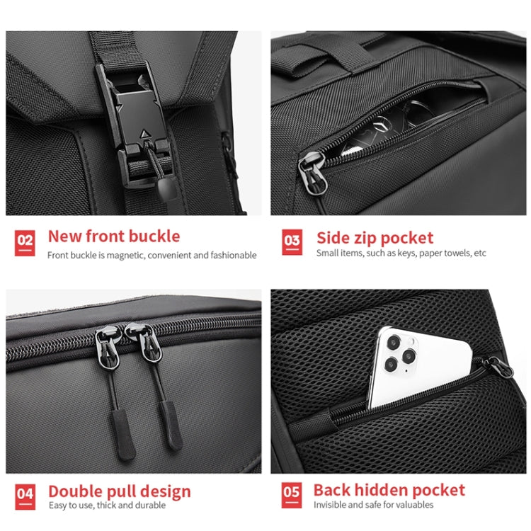 Ozuko 9334 Men Outdoor Multifunctional Waterproof Messenger Bag with External USB Charging Port(Orange) - Crossbody Bags by Ozuko | Online Shopping South Africa | PMC Jewellery