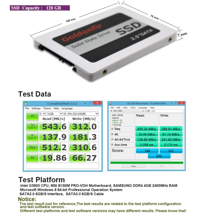 Goldenfir SSD 2.5 inch SATA Hard Drive Disk Disc Solid State Disk, Capacity: 128GB - Solid State Drives by Goldenfir | Online Shopping South Africa | PMC Jewellery