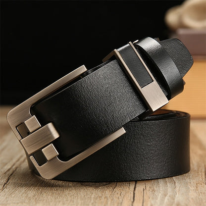 Wide Needle Black Vintage Lacquered Cowhide Pin Buckle Waistband for Men, Belt Length:130CM - Belts by PMC Jewellery | Online Shopping South Africa | PMC Jewellery