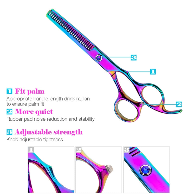 Professional Hair Cutting Scissor Hairdressing Kit Thinning Scissors Barber(Coloful Thinning（SXLC-603T)) - Hair Trimmer by PMC Jewellery | Online Shopping South Africa | PMC Jewellery