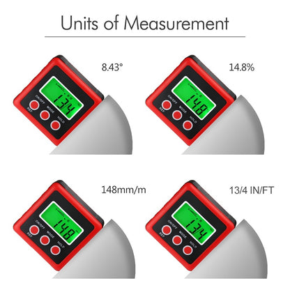 3 Button Mini Precision Magnetic Digital Tilt Box / Tilt Meter / Inclinometer(Red) - Measuring Tools by PMC Jewellery | Online Shopping South Africa | PMC Jewellery