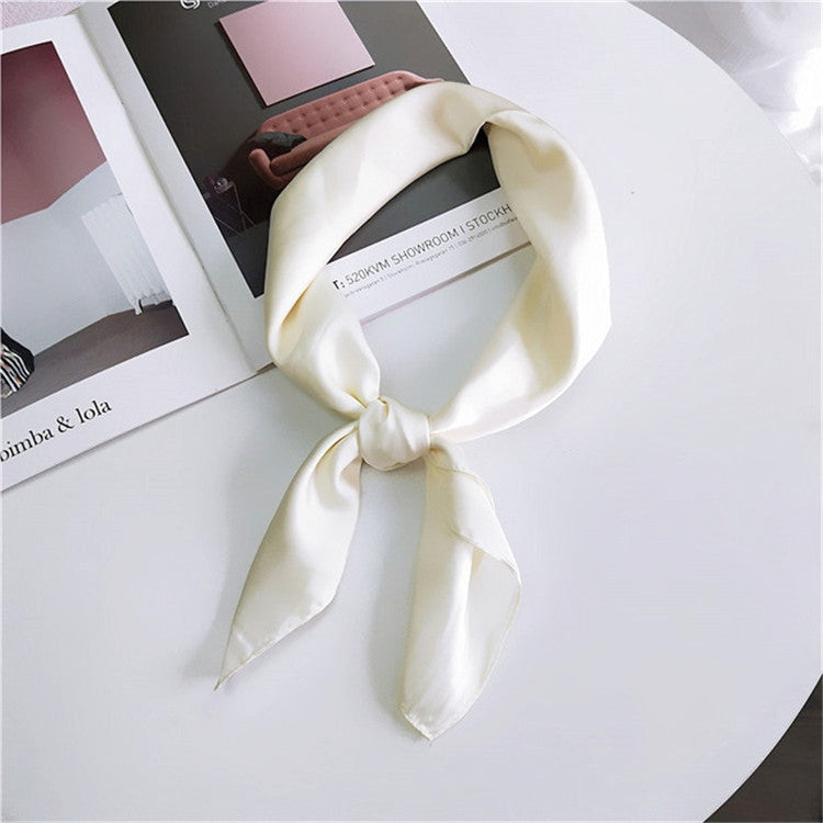 Soft Imitated Silk Fabric Solid Color Small Square Scarf Professional Silk Scarf for Women, Length: 70cm(White) - Scarf by PMC Jewellery | Online Shopping South Africa | PMC Jewellery