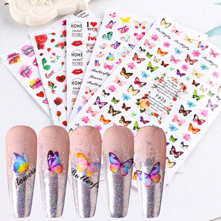 10pcs 3D Adhesive Butterfly Retro Rose Color Nail Art Sticker(F-681) - Nail Stickers by PMC Jewellery | Online Shopping South Africa | PMC Jewellery