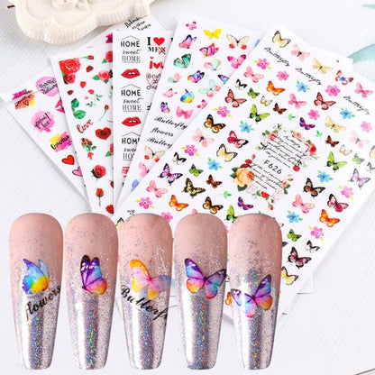 10pcs 3D Adhesive Butterfly Retro Rose Color Nail Art Sticker(F-626) - Nail Stickers by PMC Jewellery | Online Shopping South Africa | PMC Jewellery