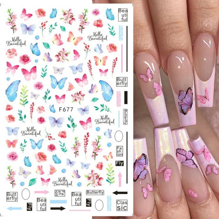 10pcs 3D Adhesive Butterfly Retro Rose Color Nail Art Sticker(F-668) - Nail Stickers by PMC Jewellery | Online Shopping South Africa | PMC Jewellery