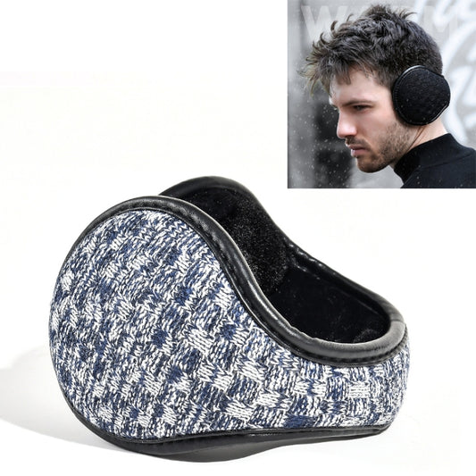 2 PCS DEZ01 Winter Men Checkered Pattern Plush Foldable Warm Earmuffs Ear Bag, Size: Free Size(Blue and White) - Bomber Hats by PMC Jewellery | Online Shopping South Africa | PMC Jewellery