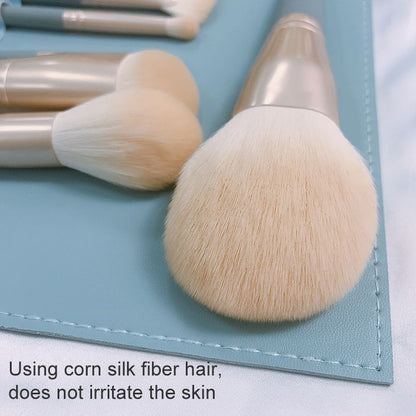 10 PCS / Set Makeup Brush Corn Silk Fiber Hair Loose Powder Brush Face And Eye Makeup Brush, Style:With Blue Bag - Makeup Brushes by PMC Jewellery | Online Shopping South Africa | PMC Jewellery