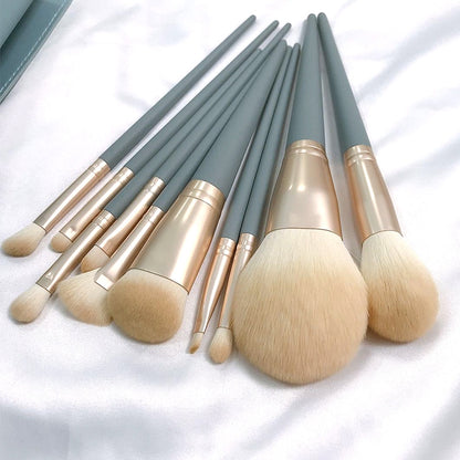 10 PCS / Set Makeup Brush Corn Silk Fiber Hair Loose Powder Brush Face And Eye Makeup Brush, Style:With Silver Bag - Makeup Brushes by PMC Jewellery | Online Shopping South Africa | PMC Jewellery