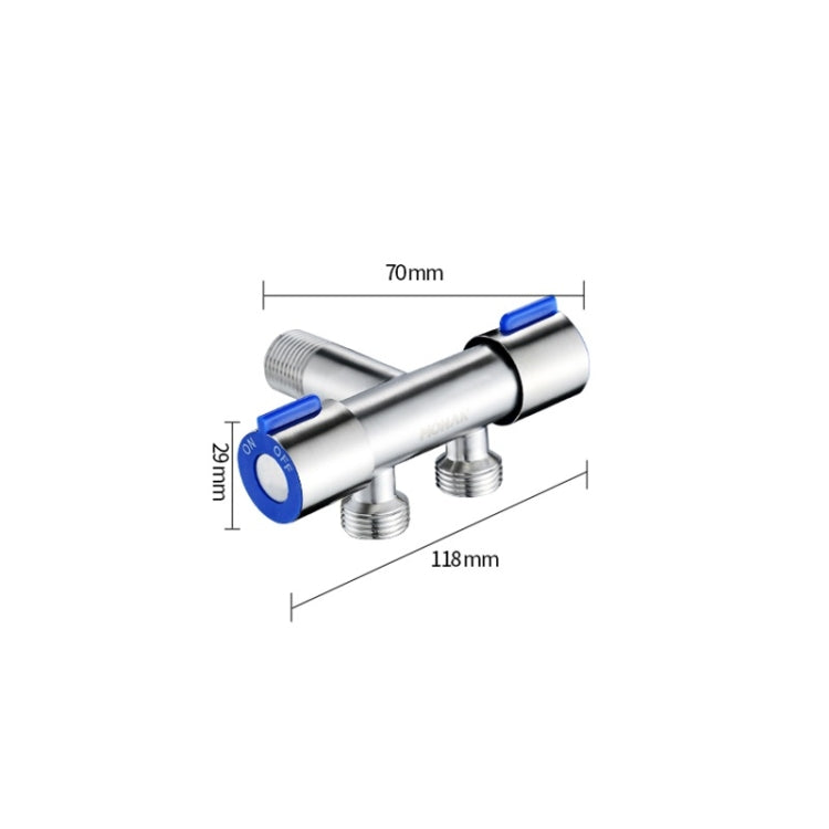 Stainless Steel One-In-Two-Out Multi-Function Three-Way Valve Faucet, Specification: Double 4-point Thread - Faucets & Accessories by PMC TechLife | Online Shopping South Africa | PMC TechLife