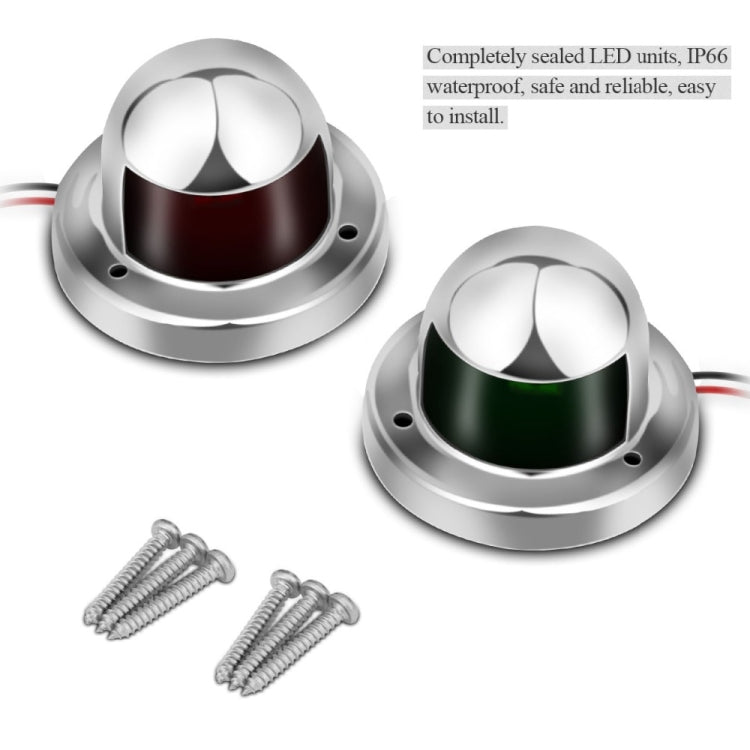 1 Pair Stainless Steel LED Navigation Light Red Green Sailing Signal Light for Marine Boat Yacht Warning Light, DC 12V - Underwater Lights by PMC Jewellery | Online Shopping South Africa | PMC Jewellery