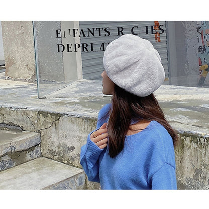 Autumn and Winter Beret Ladies Hats Plush Warmth Retro Painter Hat, Size: Adjustable(Light Gray) - Peaked Cap by PMC Jewellery | Online Shopping South Africa | PMC Jewellery