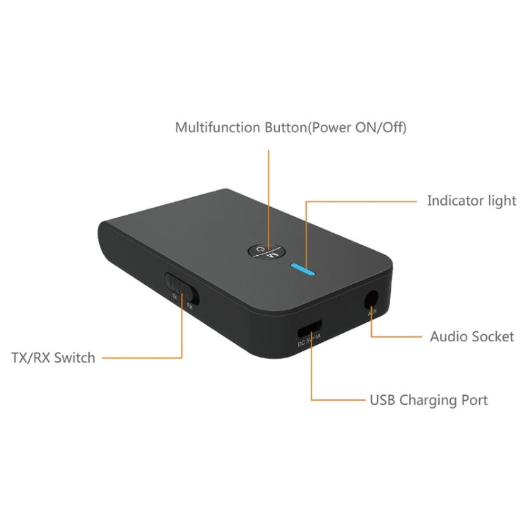 BT-6 2 In 1 Receiver & Transmitter Bluetooth 5.0 Audio Adapter - Audio Receiver Transmitter by PMC Jewellery | Online Shopping South Africa | PMC Jewellery