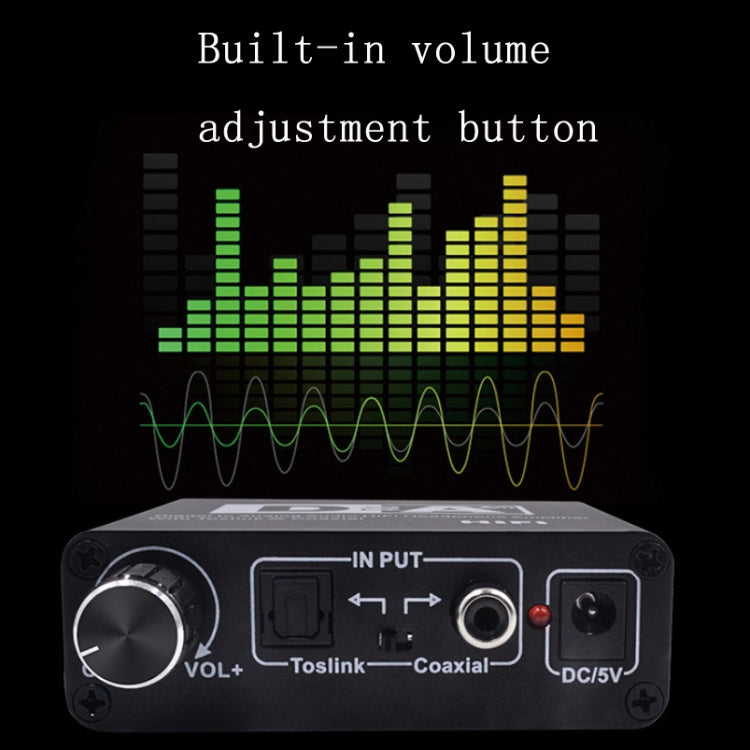NK-C6 Optical Fiber To Analog Audio Converter Adjustable Volume Digital To Analog Decoder US Plug - Audio Receiver Transmitter by PMC TechLife | Online Shopping South Africa | PMC TechLife