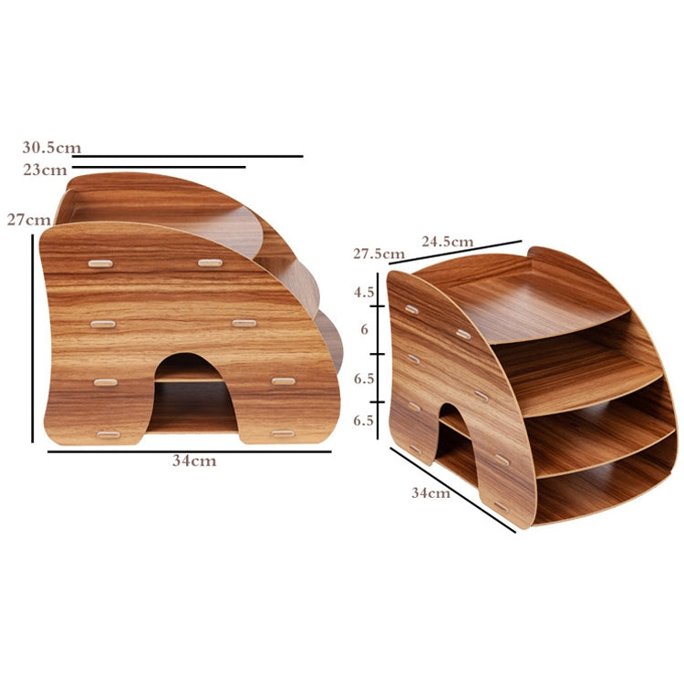 Office Supplies Curved Desktop A4 Storage Box Wooden File Rack Data Rack Shelf(Oak) - Shelf & Hooks by PMC TechLife | Online Shopping South Africa | PMC TechLife