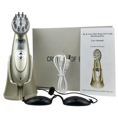 RF Hair Growth Comb Scalp Oil Control & Anti-Hair Loss Massager English Manual(Golden) - Combs by PMC Jewellery | Online Shopping South Africa | PMC Jewellery