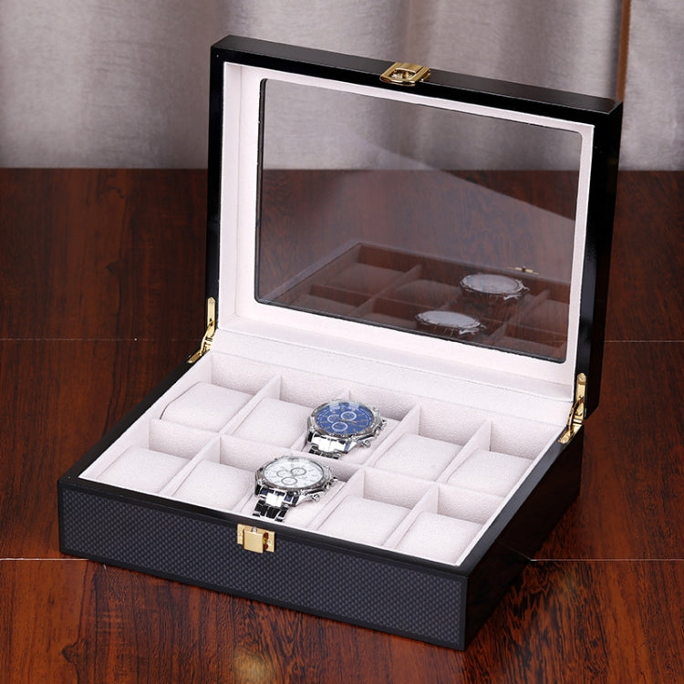 Wooden Baking Paint Watch Box Jewelry Storage Display Box(10-bit Full Carbon Paint) - Watch Storages by PMC Jewellery | Online Shopping South Africa | PMC Jewellery | Buy Now Pay Later Mobicred