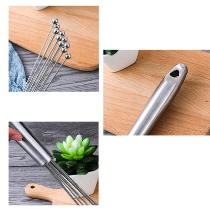 2 PCS Manual Whisk Stainless Steel Glass Bead Egg Whisk Kitchen Household Hand-Held Baking Tools Type A 12 Inch - Stirrer & Squeezer by PMC Jewellery | Online Shopping South Africa | PMC Jewellery