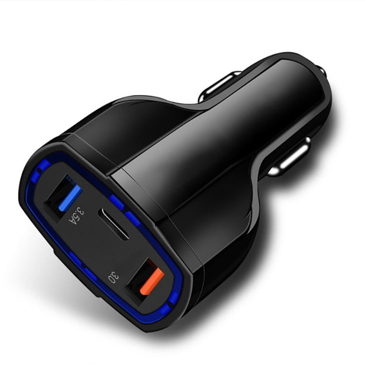 2 PCS QC3.0 Fast Charge Car Charger 3.5A Dual USB With Type-C Interface Output Car Charger(Black) - Car Charger by PMC Jewellery | Online Shopping South Africa | PMC Jewellery