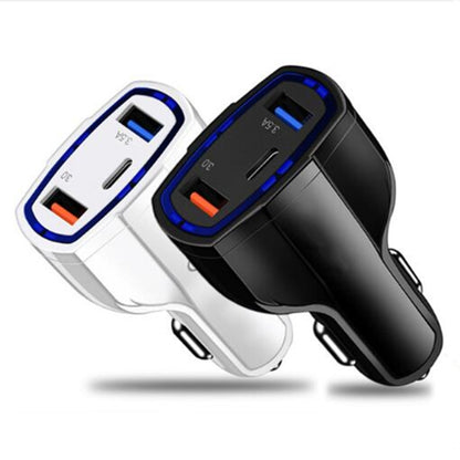 2 PCS QC3.0 Fast Charge Car Charger 3.5A Dual USB With Type-C Interface Output Car Charger(Black) - Car Charger by PMC Jewellery | Online Shopping South Africa | PMC Jewellery