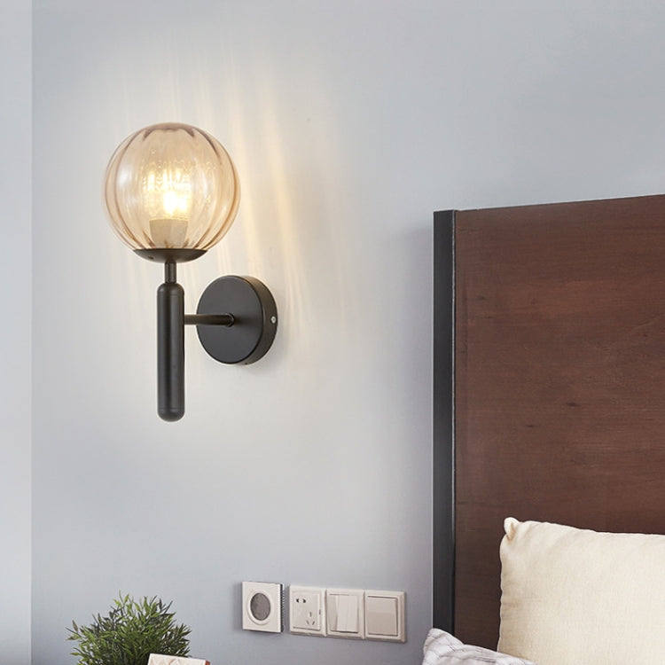 6102 Round Glass LED Wall Light Hotel Bedroom Bedside Living Room, Power source: 5W White Light(Copper Color Cream White Lampshade) -  by PMC Jewellery | Online Shopping South Africa | PMC Jewellery