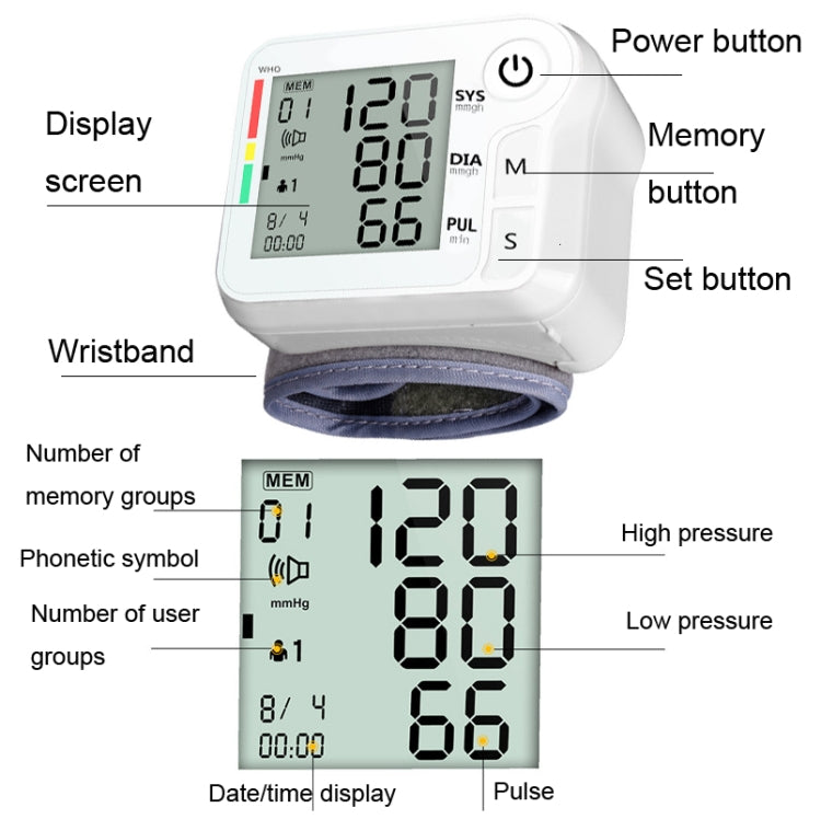 CK-W135 Household Wrist Blood Pressure Measuring Instrument - Sphygmomanometer by PMC Jewellery | Online Shopping South Africa | PMC Jewellery