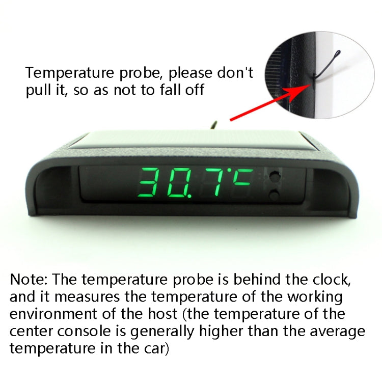 Solar Night Light Car Clock Automotive Electronic Clock Temperature Time+Date+Week+Temperature(White Light) - Clocks & Car Meters by PMC TechLife | Online Shopping South Africa | PMC TechLife | Buy Now Pay Later Mobicred