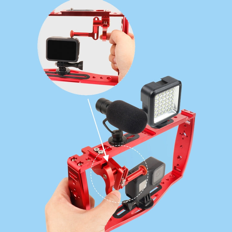 Diving Dual Handheld Grip Bracket Stabilizer Extension Phone Clamp Camera Rig Cage Underwater Case for GoPro HERO9 /8 /7, Colour: Red Bracket + Shutter - Camera Cage by PMC Jewellery | Online Shopping South Africa | PMC Jewellery