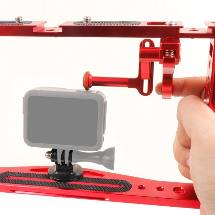 Diving Dual Handheld Grip Bracket Stabilizer Extension Phone Clamp Camera Rig Cage Underwater Case for GoPro HERO9 /8 /7, Colour: Red Bracket + Shutter - Camera Cage by PMC Jewellery | Online Shopping South Africa | PMC Jewellery