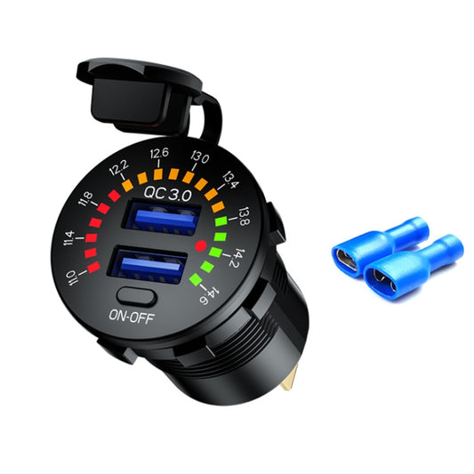 Car Motorcycle Ship Modified With Colorful Screen Display USB Dual QC3.0 Fast Charge Car Charger, Model: P20-A With Terminal - DIY Modified Charger by PMC Jewellery | Online Shopping South Africa | PMC Jewellery